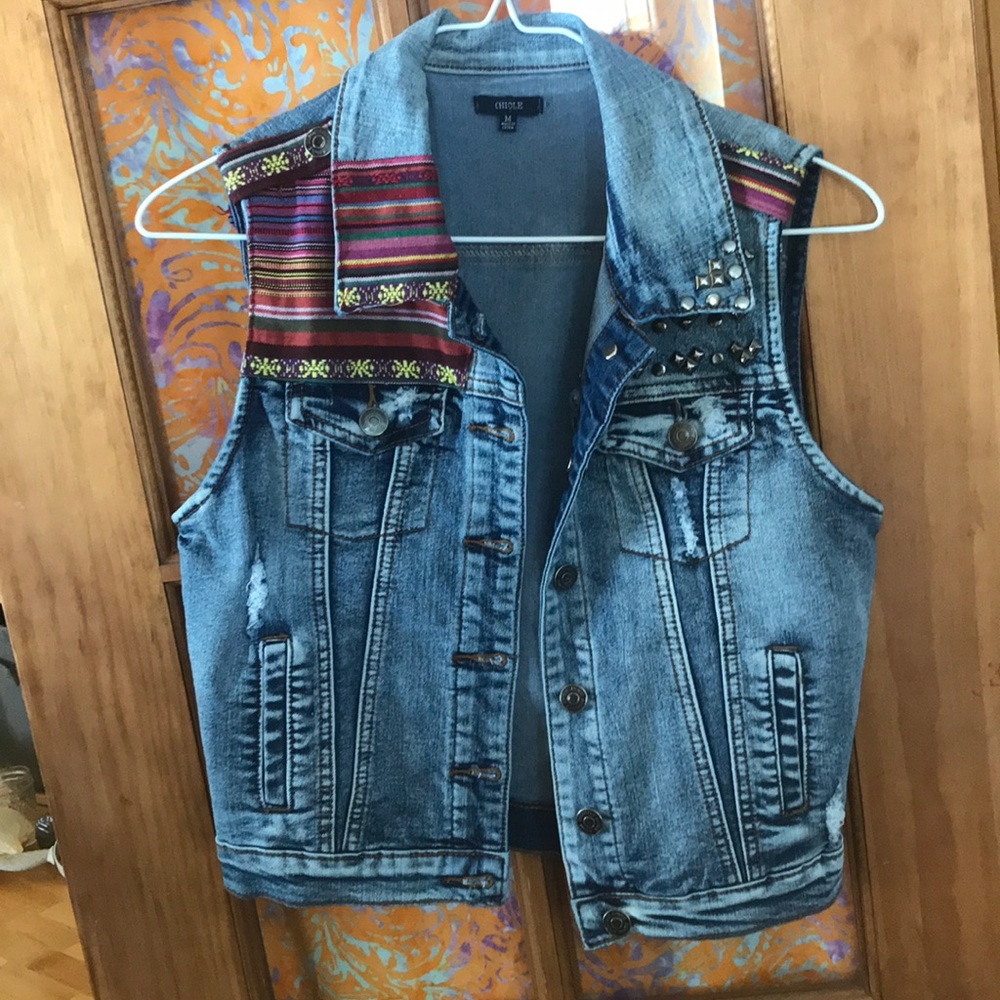 Distressed/Studded Denim Vest